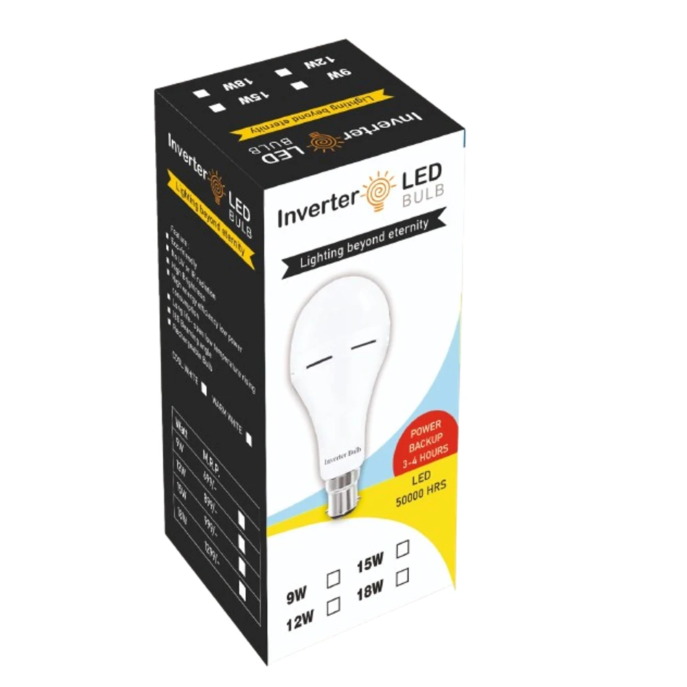 12 to 18 Watt Inverter bulb box Plain Box for 12watt, 15watt, 18watt ACDC bulb