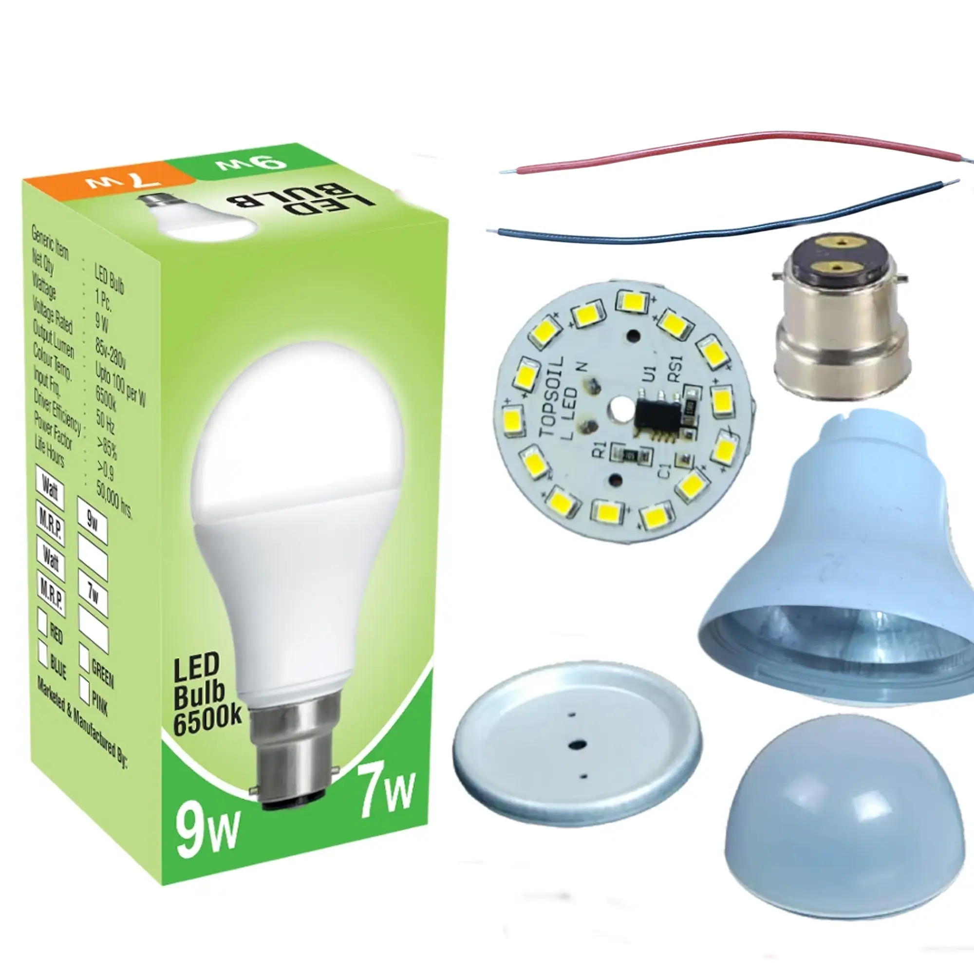 9Watt Auto Cut With Plain Box 9 Watt Auto cut DOB LED Bulb Raw Material With Plain Box Brand Name